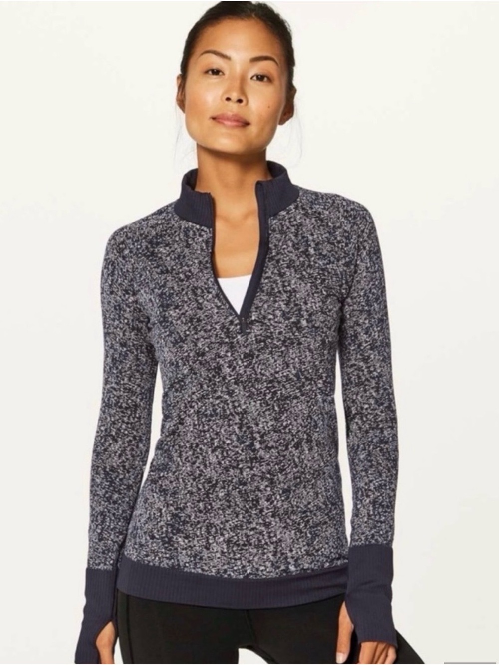 lululemon athletica Marled Half-Zip Cowl Pullover - Black & White